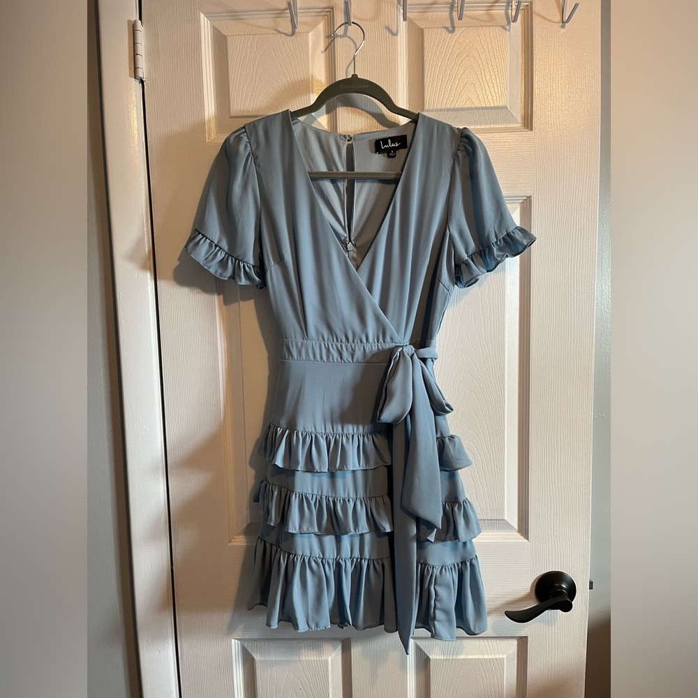 Lulu’s Blue Ruffle Wrap Dress - Small